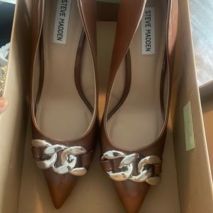Steve Madden cognac patent heels